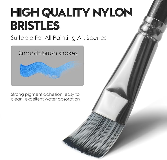 Paint Brushes 14PCS Set - Bougimal Professional Wood Paint Brush for Acrylic/Watercolor/Oil Painting, Kids & Adults Detailing Brush - Art Supplies Great for Canvas, Fabric, Rock, Face Painting