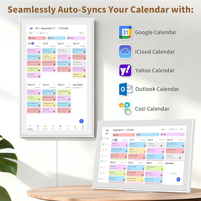 Canupdog 21.5 Inch Digital Calendar, Electronic Planner & Chore Chart with 1920x1080P IPS Touchscreen, Task Rewards System, Interactive Display for Family Schedules, Christmas Gifts for Women Mom