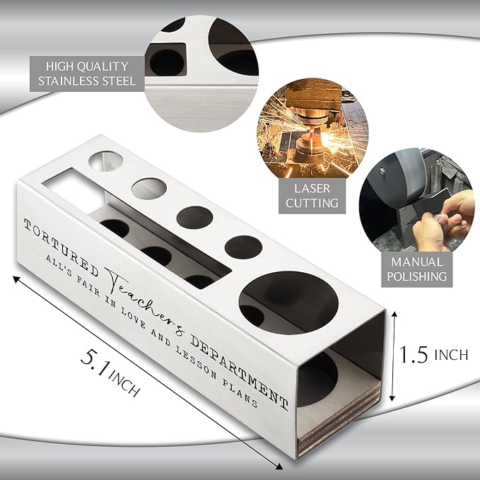 Tortured Teacher Department Funny Teacher Stainless Steel Pencil Pen Holders ASB88