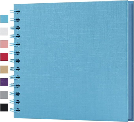 potricher 7 x 7 Inch DIY Scrapbook Album 40 Pages Hardcover Kraft Paper Scrap Book Photo Albums Memory Book for Wedding and Anniversary Family (Blue, 7 Inch)