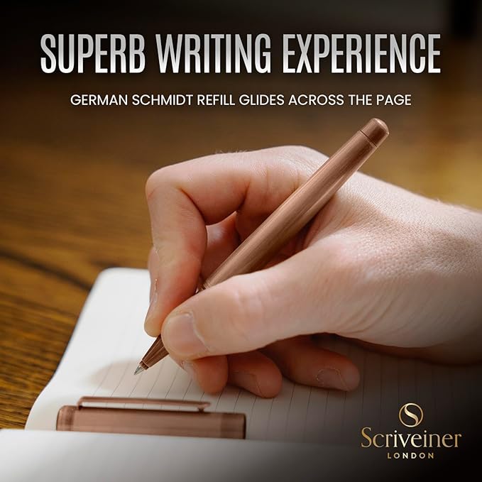 Scriveiner Copper Rollerball Pen - Stunning Luxury Pen, Schmidt Ink Refill, Best Roller Ball Gift Set for Men & Women, Professional, Executive Office, Nice Pens