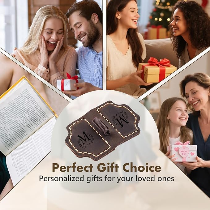 Custom Bygone Mark Bookmark with Pen Holder, 26 Letters Name Initial Personalized Magnetic Leather Bookmark, Gifts for Book Lovers, Readers, Travelers, Leather Book Marks (Wine Red, B)