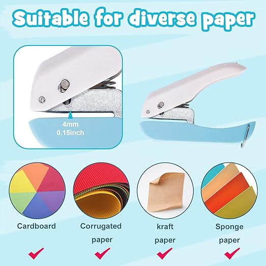 UCEC Paper Hole Punch Shapes, Single Holes Puncher, 1/4 Inch Handheld Star Punch + Heart Shape Puncher, Star Mini Hole Punch Heart Punches of School Supplies for DIY Scrapbook, Paper Crafts