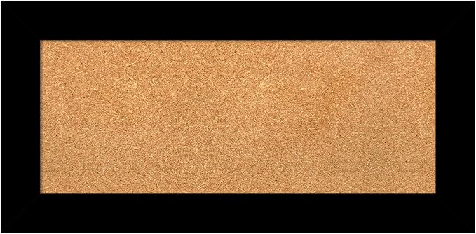 Amanti Art Natural Cork Board for Wall, 17x35 Vision Board with Black Wood Frame, Medium Corkboard Office Decor for Home Organization, Casual Corkboard Pinboard to Display Items for Home Organization