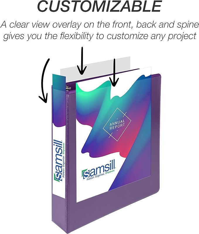 Samsill Durable 1.5 inch 3 Ring Binder, Made in USA, D Ring Binder, FSC 100% Recycled Chipboard, Purple, 12 Pack