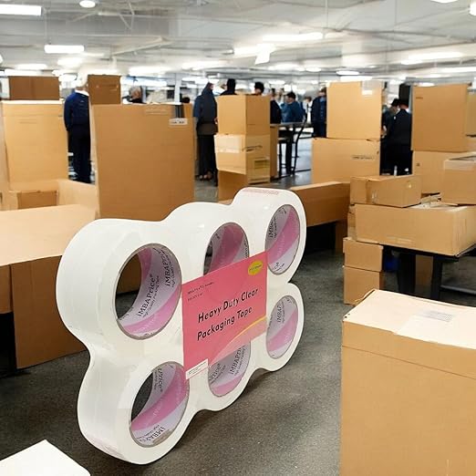 iMBAPrice 2-Inches Clear Sealing Tape, 6 Rolls of 110 Yards (6 x 330 Feet) 2" Wide Shipping Tape for Box Office Moving Packaging Shipping