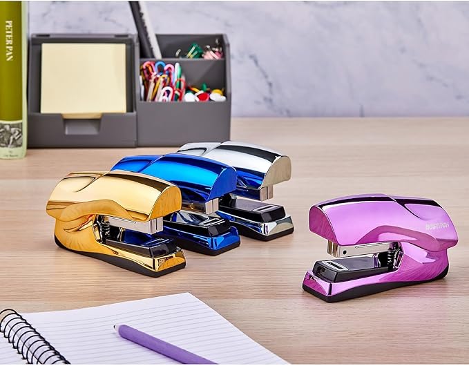 Bostitch Office Heavy Duty Stapler, 40 Sheet Capacity, No Jam, Half Strip, Fits into the Palm of Your Hand, For Classroom, Office or Desk, Metallic Blue