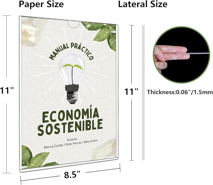 2 Pcs Wall Sign Holder 8.5"x11" Magnetic Sign Holder, Rigid Print Protectors with Magnet Strips and Adhesive Strips, Wall Mount Plastic Paper Holder for Office Store Home Window Display (Clear)