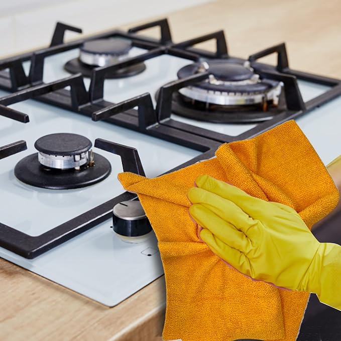 Reusable Microfiber Wipes, 50 Packs, Size 14 inches x 14 inches (Orange)