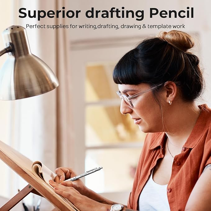 Nicpro 3 Pack Blocky Gear 0.5 mm Metal Mechanical Pencils Set with Case, Lead Drafting Pencil with 8 Tube (480PCS) Lead Refills(HB 2B), 4 Erasers, 18 Eraser Refills for Art Writing, Sketching Drawing