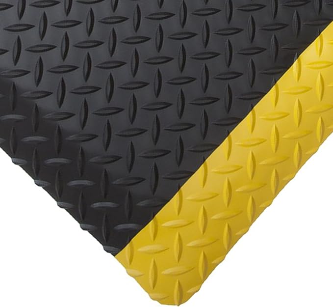 Rhino Mats, American Classic Diamond Anti-Fatigue Mats, Industrial Ergonomic Comfort Standing Mat for Work, Home, Garage, Office, Kitchen or Anywhere (Black/Yellow 9/16" Thick, 2 FT. x 13 FT.)