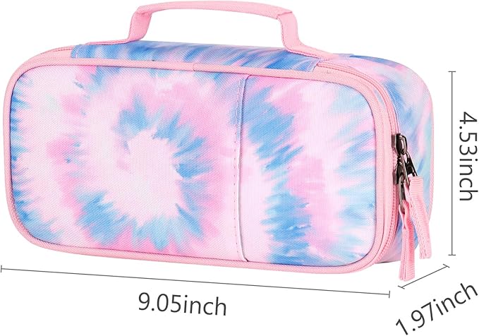 Choco Mocha Tie Dye Pencil Case for Girls, Soft Pencil Case Kids Pencils Pouch for Kindergarten Girls, Pink&Blue