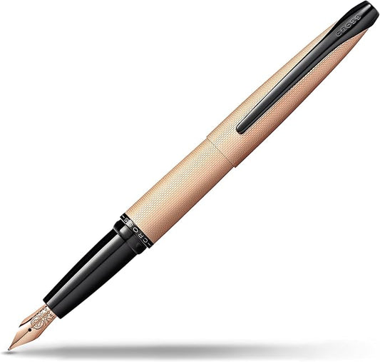 Cross ATX Refillable Fountain Presented in a Luxury Gift Box - Medium Point, Black Ink, Sandblasted Rose Gold