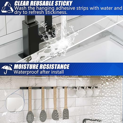 Clear Double Sided Adhesive Mounting Tape Heavy Duty Removable,Strong Picture Hanging Strips Wall Hangers,Sticky Tack Gel Putty Glue for Poster,Photo,Mirror,Carpet(9.85 Ft-3 Pack)