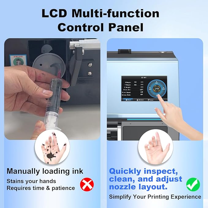 MZK A3 Plus DTF Printer XP600 Doubled-Speed,13+" DTF Film,Built-in Holiday Automatic Timed Cleaning Printhead,LED Multi-Function Fouch Screen,Film Cutter,White Ink Circulation,Gift Ink 2 Year