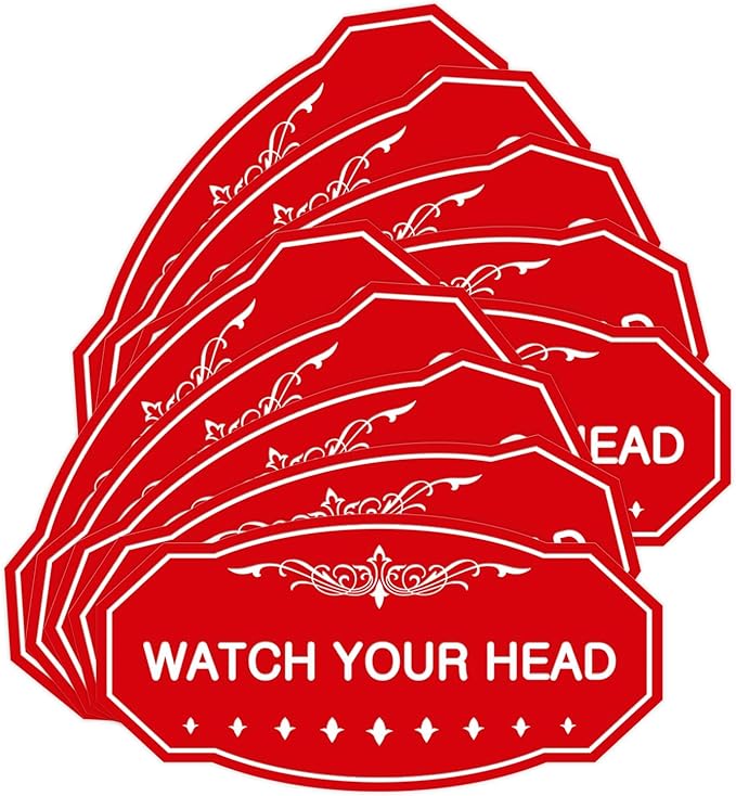 Signs ByLITA Victorian Watch Your Head Sign (Red) - Medium 10 Pack