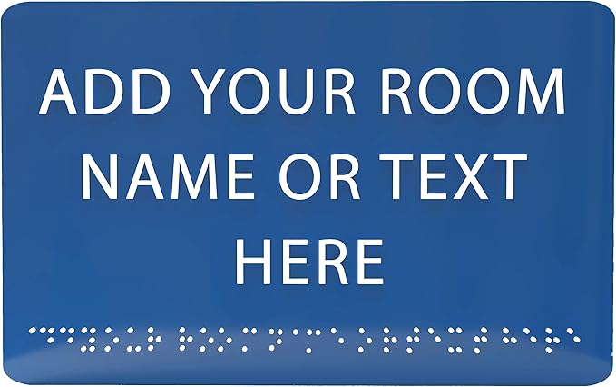 9" X6" Personalized Custom Sign - ADA Compliant Tactile Graphics Grade 2 Braille Text Acrylic Wall Signs - Add Your Room Name Text Sign for Home School Office Business Workplace