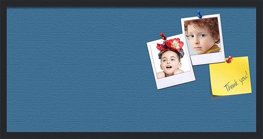 PinPix 36x18 Inch Cork Bulletin Board. This Decorative Framed Pin Board Comes with Navy Pastel Design and a Satin Black Frame. Ideal for Home Office Decor or Message Board (PinPix-1811)