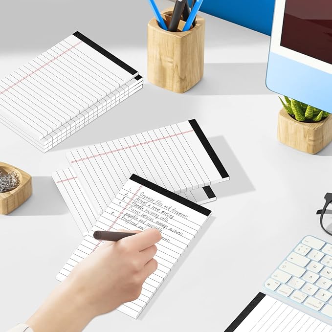 4x6 Inch Small Legal Pads - Lined College Ruled Note Pads 30 Sheets Per Pad - White Writing Notepad for Note Taking, To-Do Lists - Perfect for Office, School, and Home Use (8 Pack)