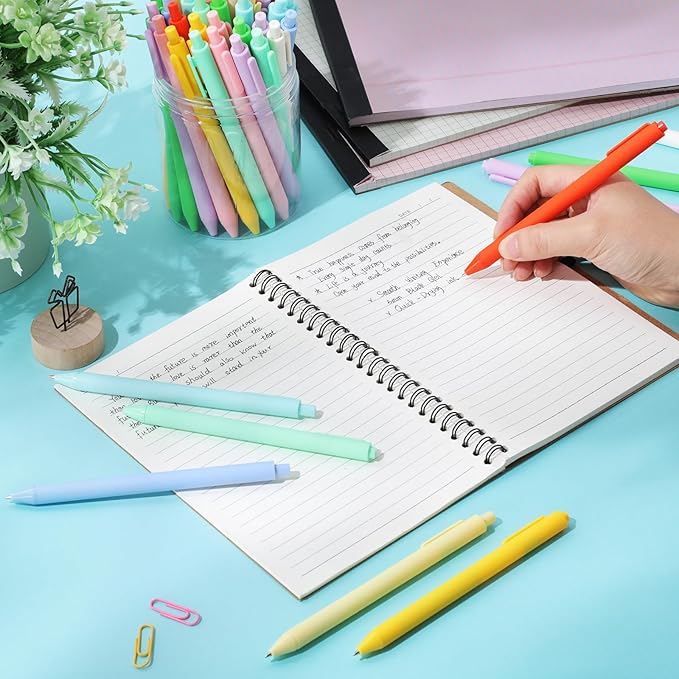 Crtiin 50 Pcs Gel Ink Pens Bulk Black Ink, Smooth Writing Cute Colorful Pens for Back to School First Day of School Teacher Student Server Office Supplies Staff Party Favor Gifts (Macaron)