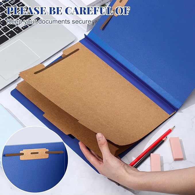 36 Pcs Classification Folders Letter Size, 2 Divider Pressboard File Folders with 3. 5 Inch Expansion, 2 Prongs Fastener, Heavy Duty Office File Organizers for Teachers, Medical (Dark Blue)