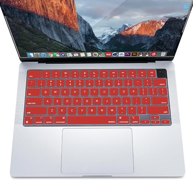 MOSISO Keyboard Cover Skin Compatible with MacBook Air 15 inch M3 A3114 M2 A2941/Air 13.6 A3113 A2681/Pro 14/16 M4 M3 M2 M1, Red