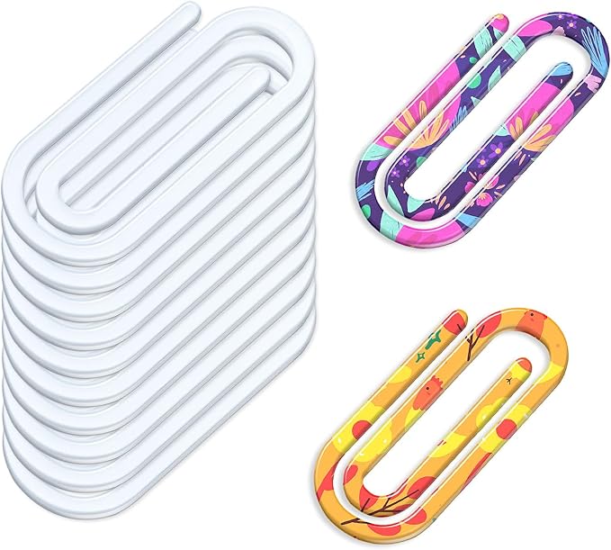 10 Pack Sublimation Blanks Acrylic Paper Clips, 3" x 1.2" Paper Clips Clear for Heat Transfer DIY Design, School Classroom Stationery Office, Home Gift Crafts Supplies