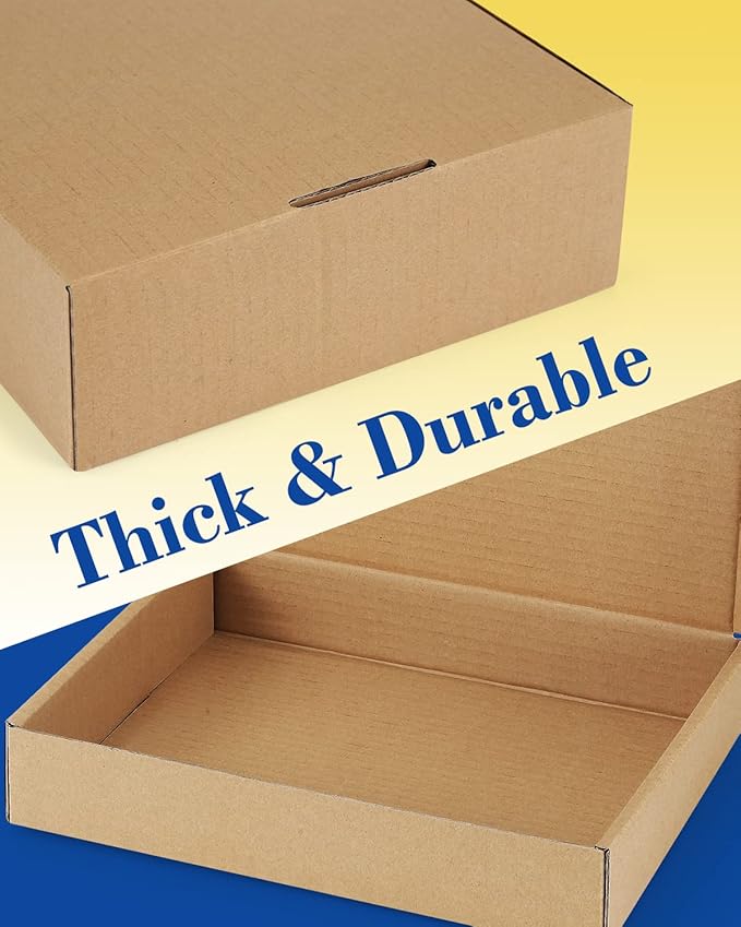Shipping-Boxes-13x10x2 Inches: 25 Pack-Cardboard-Boxes-for-Packaging, Brown-Shipping-Boxes-for-Packing-Small-Business, Corrugated Box Mailers for Book Shoes Gift Mailing
