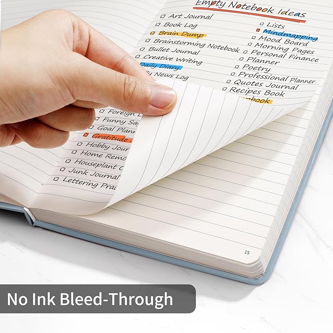 Annecy Numbered College Ruled Lined Journal Notebook, Medium 5.5x 8.25, 160 Pages 100GSM Writing Paper, A5 Haze Blue Faux Leather Cover with Pen Loop