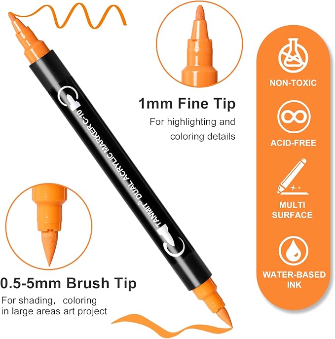 80 Colors Acrylic Paint Pens, Dual Tip Acrylic Paint Markers with Brush Tip and Fine Tip, Acrylic Pens for Rock Painting, Wood, Canvas, Stone, Glass, Ceramic,DIY Crafts Making Art Supplies