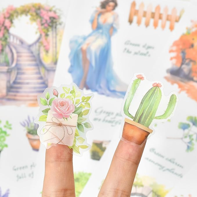 Snycler Green Tree Series Sticker Book - 20 Sheets Vintage PET Stickers for Scrapbooking, Junk Journaling, Ephemera, and Decorative Crafts - Pre-Cut Nature Design Stickers