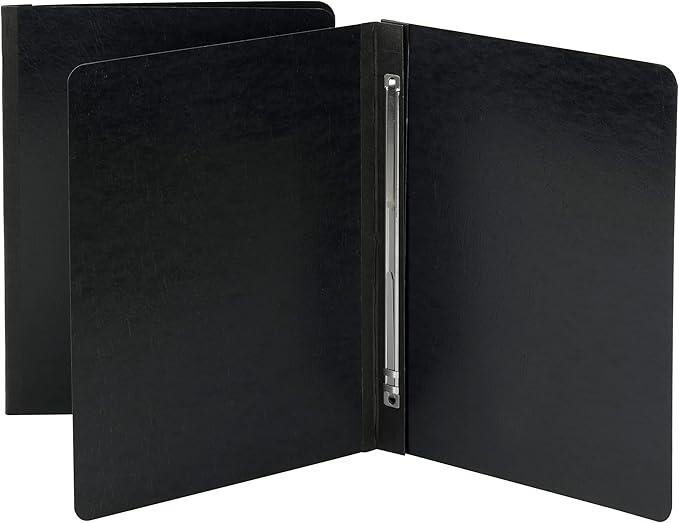 Smead Pressboard Report Cover, Metal Prong Side Fastener with Compressor, 3" Capacity, Letter Size, Black, 25 per Box (81151)