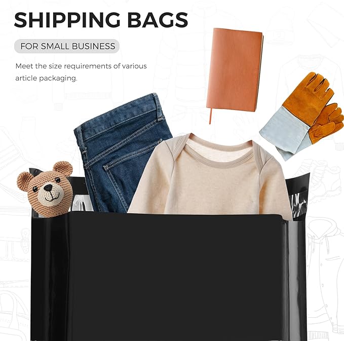 Metronic 1000PC Poly Mailers 12X15.5, Sturdy Shipping Bags for Small Business, Waterproof Mailers Poly Bags, Strong Adhesive Shipping Envelopes for Clothing, Efficient Mailing Envelopes in Black