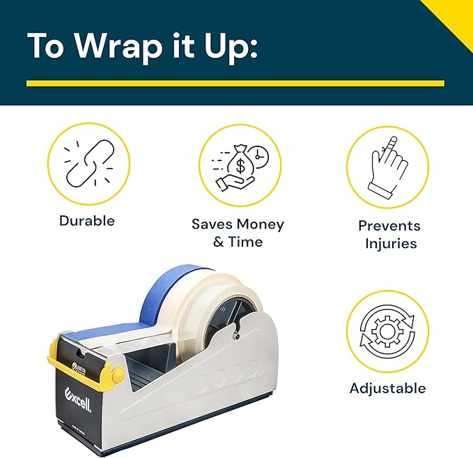 Excell ET-337 Heavy Duty Steel Desk Tape Dispenser (3" Wide) with Safety Blade Cover, Desk Top Dispenser for Home,Office, Shop, Retail Store and Warehouse Wrapping Purpose (3 Inch)