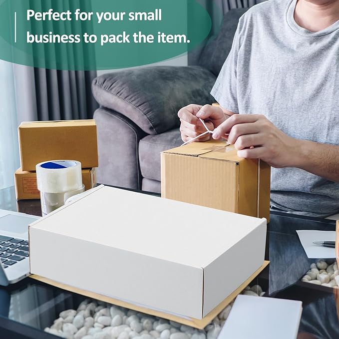 Eupako 12x9x3" White Shipping Boxes Corrugated Box Mailers 20 Pack Cardboard Shipping Boxes for Small Business, Mailing