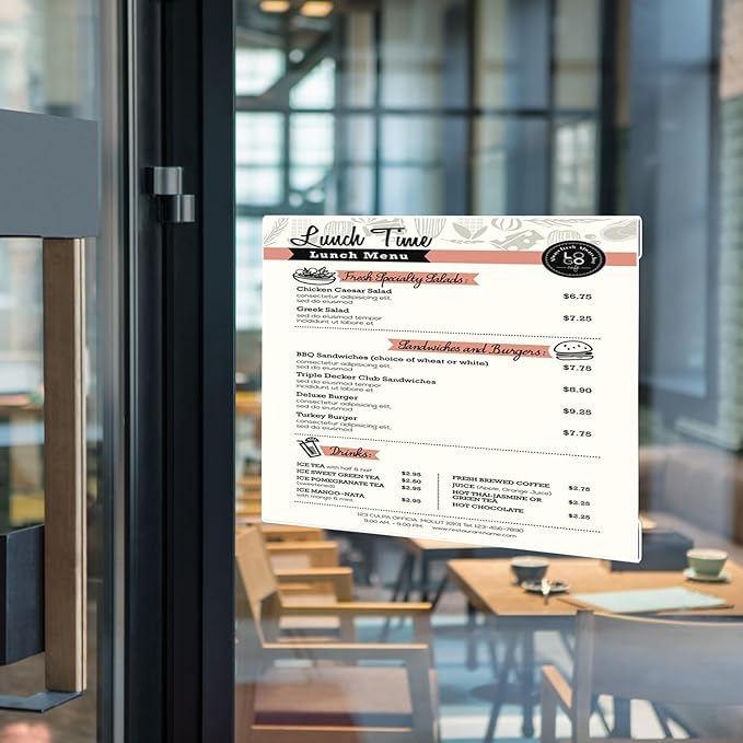 EHWINE 3 Pack 8.5 x 11 Wall Mount Acrylic Sign Holder, Horizontal Wall Signs Photo Menu Flyer Display Holders, Plastic Clear Acrylic Frames for Office Home Hotel Business Store (with Adhesive Tape)