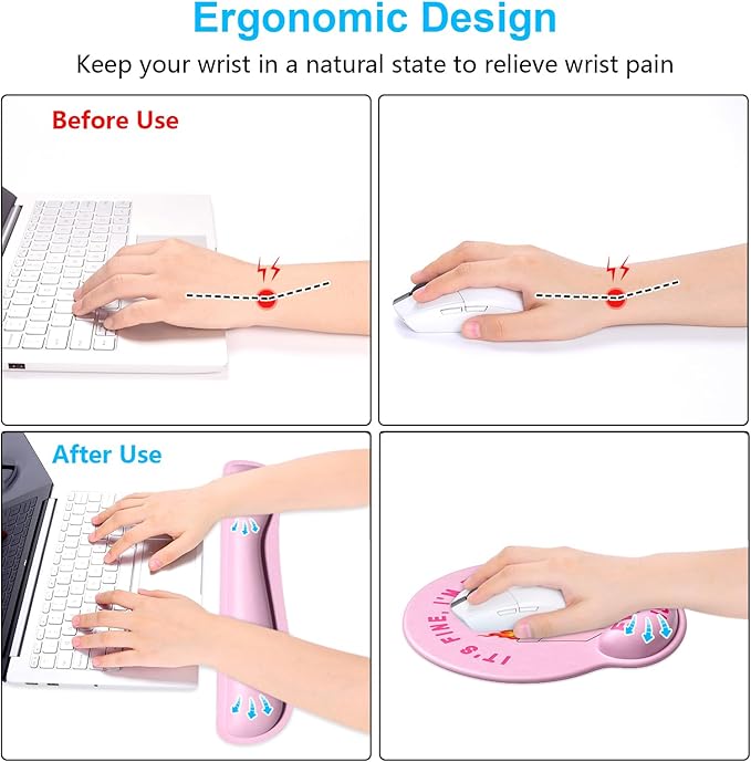 Dapesuom Keyboard Wrist Rest and Mouse Pad with Wrist Support, Cute Memory Foam Cushion for Keyboard and Mouse Set, Desktop Pad Rests with Non Slip Base for Easy Typing & Pain Relief, Pretty Dumpster