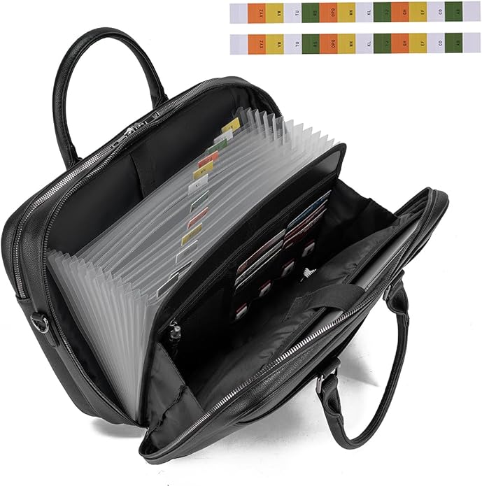 Accordian File Organizer with Handle,briefcase,15.6 in Laptop Bag Portable Document Organizer Handbags Back packs