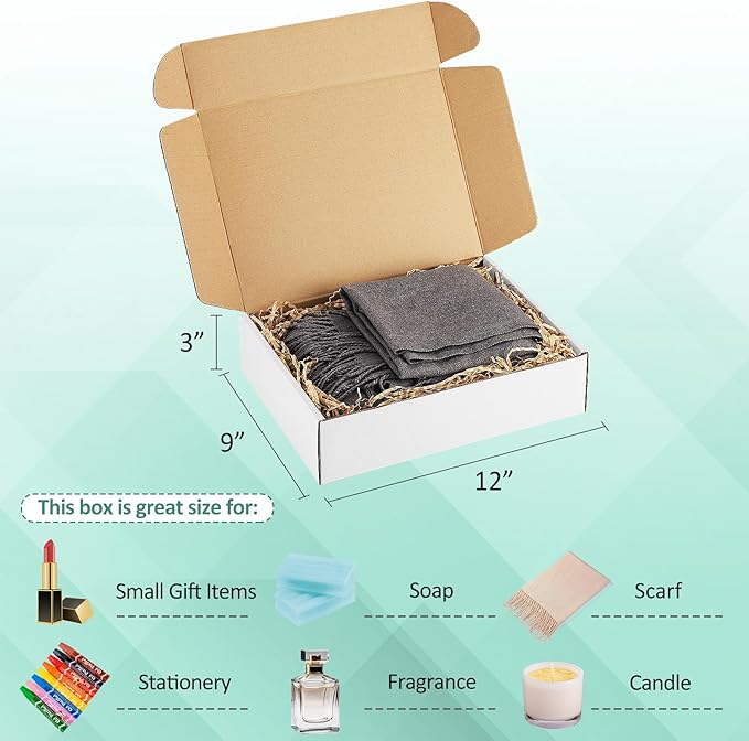 Eupako 12x9x3" White Shipping Boxes Corrugated Box Mailers 20 Pack Cardboard Shipping Boxes for Small Business, Mailing