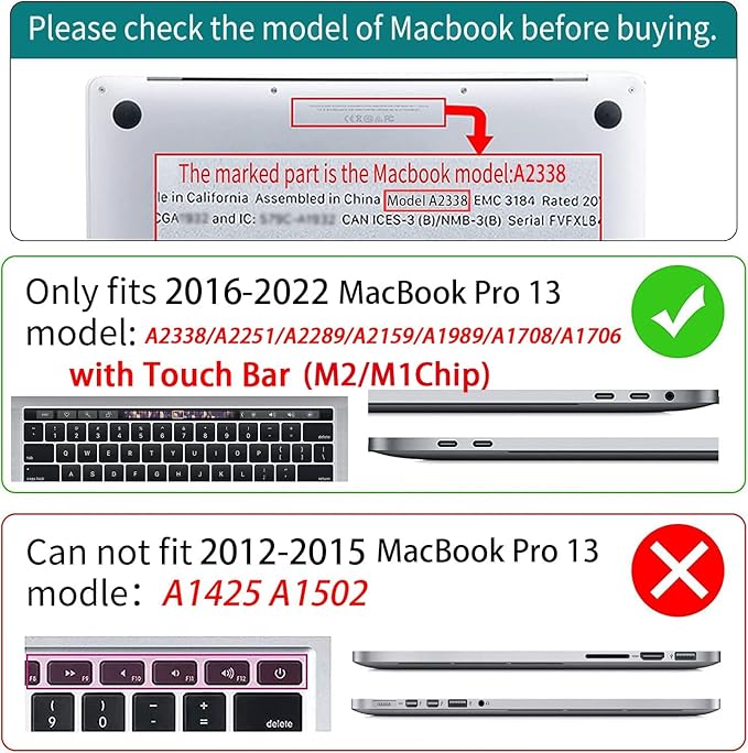 Teryeefi MacBook Pro 13 Inch Case, Hard Shell, Keyboard Cover, Screen Protector, A2338 A2251 A2289 A2159 A1989 A1706, Landscape