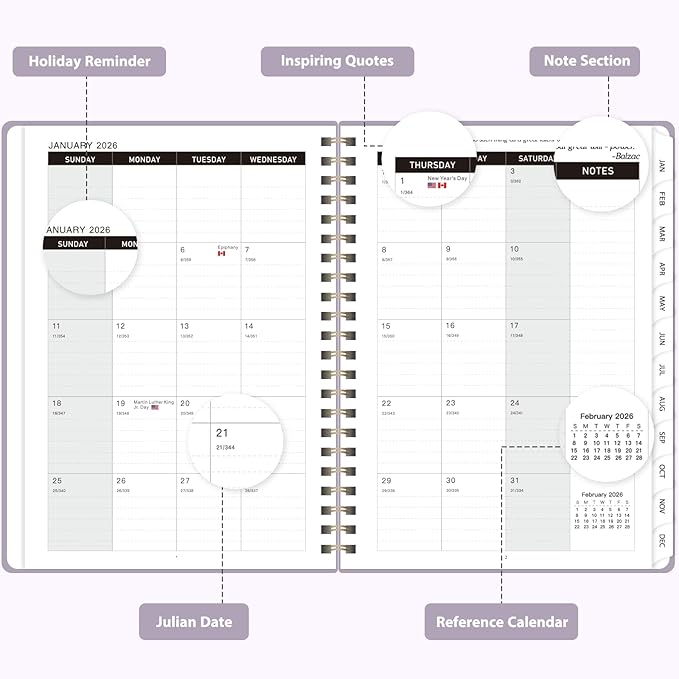 2026 Planner, Weekly and Monthly Calendar Agenda Book, Jan 2026 - Dec 2026, Hardcover Planning Academic Planner for Office School Supplies and Desk Accessories - Letter Size (8.5'' x 11'')