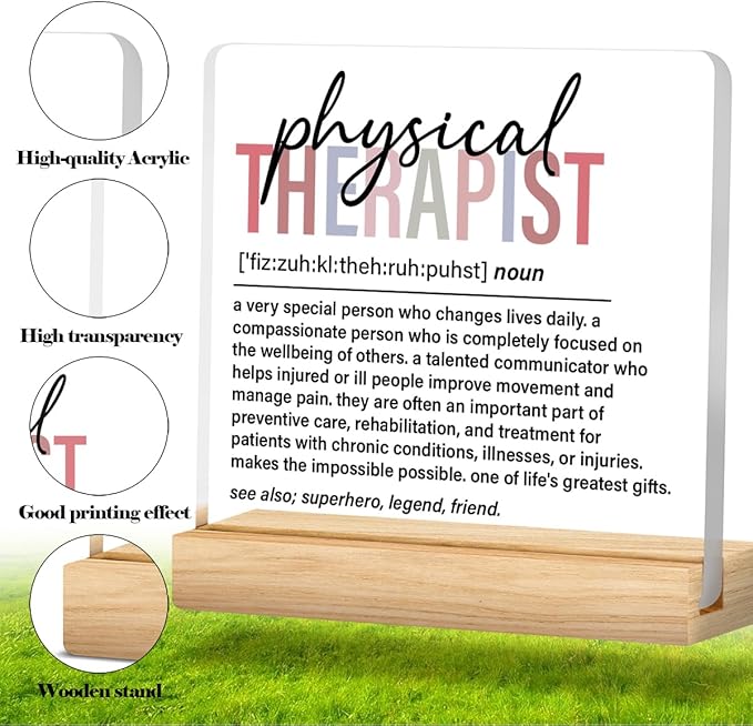 Physical Therapist Gifts for Men Women, Thank You Appreciate Gifts, Retirement Gift, Physical Therapist Definition Acrylic Desk Sign Office Decor