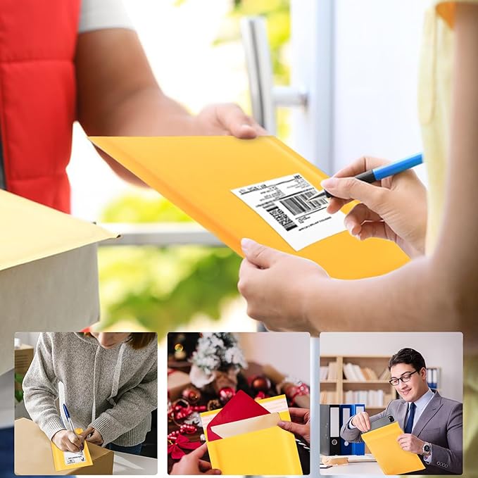 Kraft Bubble Mailers 8.5x11inch 50Pack Yellow Self-Seal Padded Envelopes Bubble Opaque Padded Mailers Shipping Bags for Small Businesses to Package and Mail Jewelry, Electronic Products