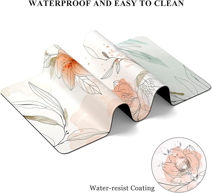 Desk Mat, 32" x 12" XXL Extended Large Gaming Mouse Pad, Desktop Decor Desk Pad, Cute Men Women Office Supplies and Accessories, XL Mouse Mat for Laptop & Keyboard, Watercolor Flowers