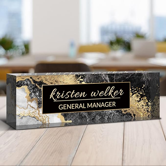 Desk Name Plate Personalized, Custom Name Plate for Desk, Acrylic Desktop Accessories, Office Gift & Decor for Women Men, Teacher Nurse Boss Employee Appreciation Gifts