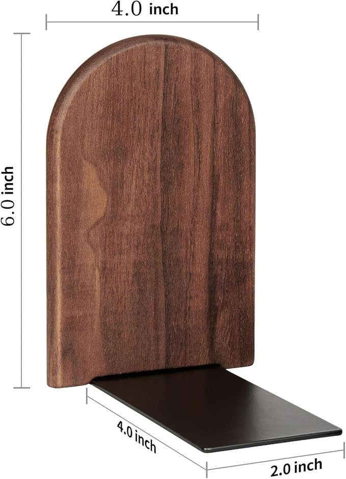 Book Ends,4 Pack Medium Bookends Wood Book Ends Universal Economy Bookend (4, Medium)