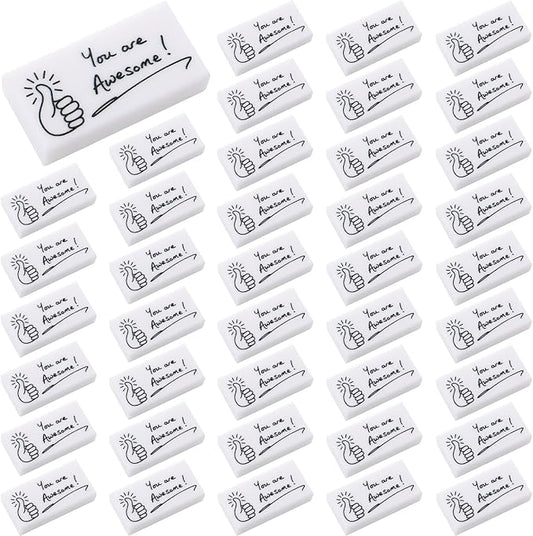 Fuutreo 100 Pcs Welcome Back to School Gifts for Students Inspirational Pencil Erasers Bulk You are Awesome White Cute Fun Erasers First Day of School Gifts Classroom Prizes from Teachers