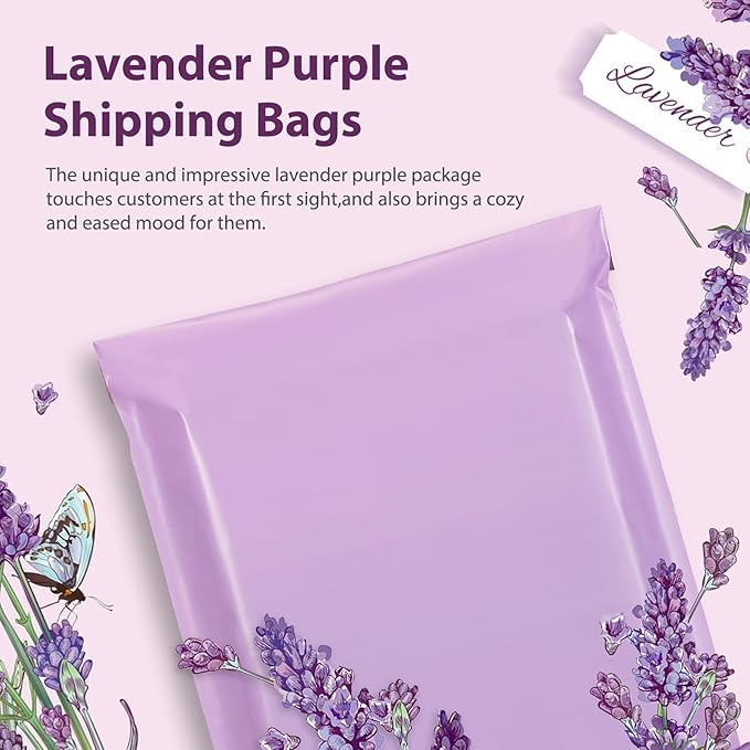 Fuxury Poly Mailers 14.5x19 Inch 50 Pcs, Waterproof Shipping Bags for Clothing, Strong Adhensive Shipping Envelopes for Small Business Suppliers, Self Seal Mailers Poly Bags Mailing Envelopes Purple