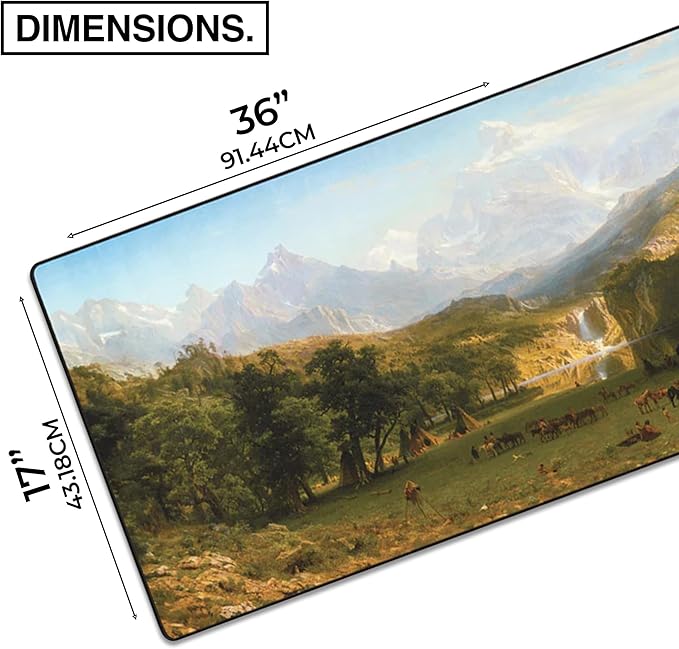 MPCO. Western Large Gaming Desk Pad - 36" x 17" Duraglyde Fabric Landers-Peak Desk Mats - Non-Slip, Washable, Smooth Glide for Precision Gaming & Work