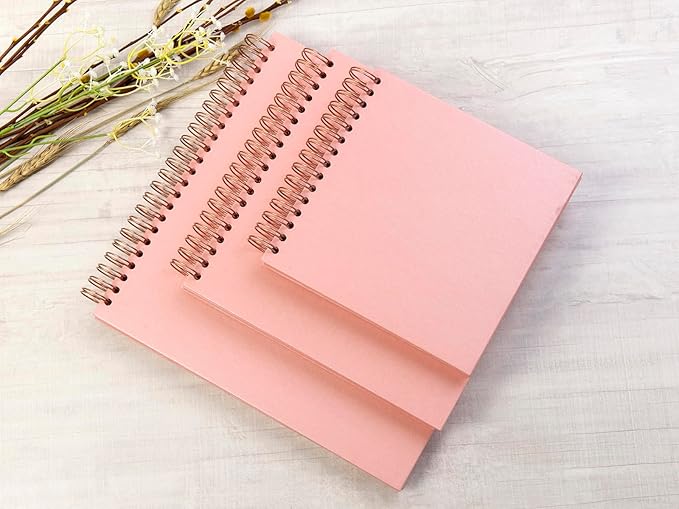 potricher 12 x 12 Inch Large Inch DIY Scrapbook Photo Album 80 Pages Thick Kraft Blank Pink Paper Memory Book for Wedding and Anniversary Family (Pink, 12 Inch)